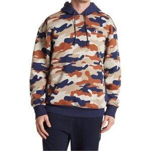 Champion Navy Brown Tan Camo Hoodie Men’s Size M